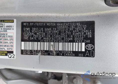 2005 Toyota Matrix z USA, uszkodzony, nr VIN 2T1KR32EX5C466217